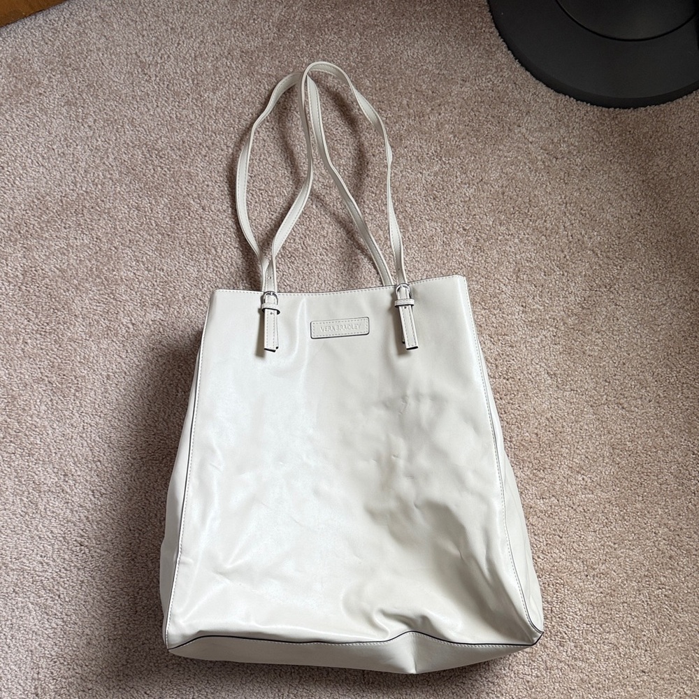 Vera Bradley Cream Faux Leather Extra Large Composition Tote